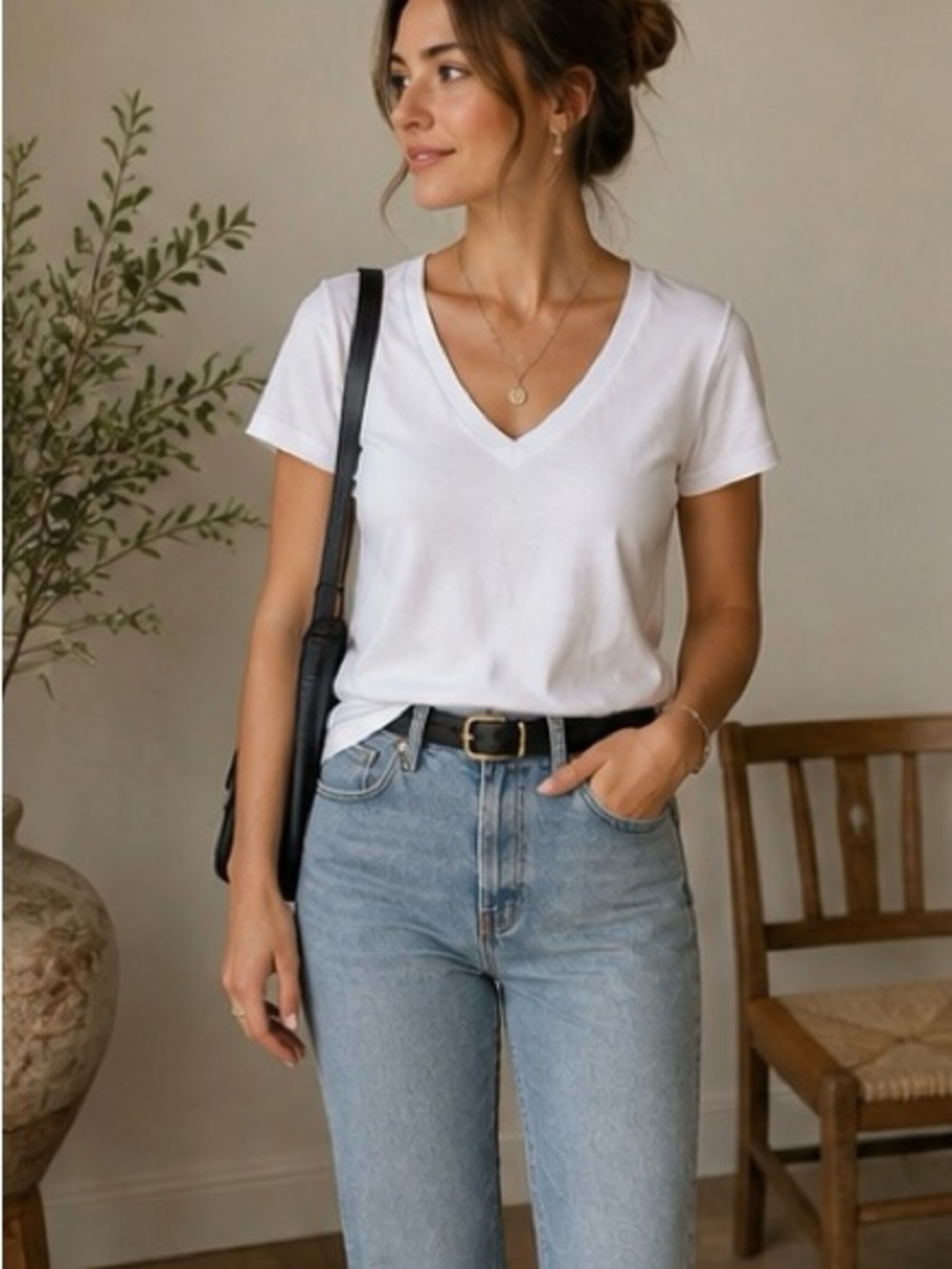 Gap Organic Cotton White V-Neck Tee XS Classic Essential - Picture 12 of 16